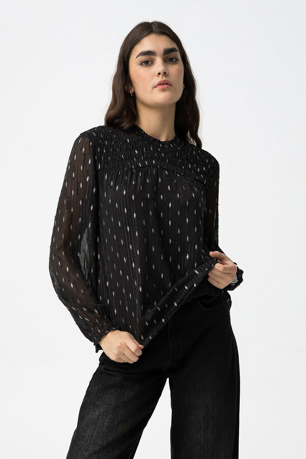 Tiffosi Blusa Semitransparente Drapeada preto