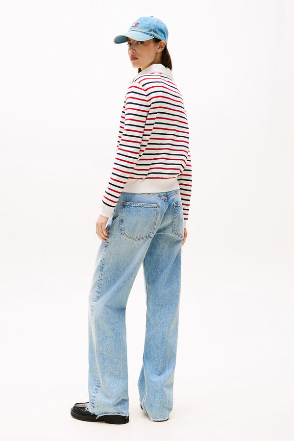 Tommy Jeans Jersey de mujer de rayas blanco