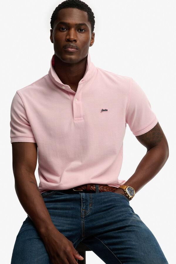 Superdry Polo manga curta b&aacute;sico em piqu&eacute; rosa