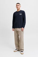 Jack & Jones T-shirt comprida com logo azul