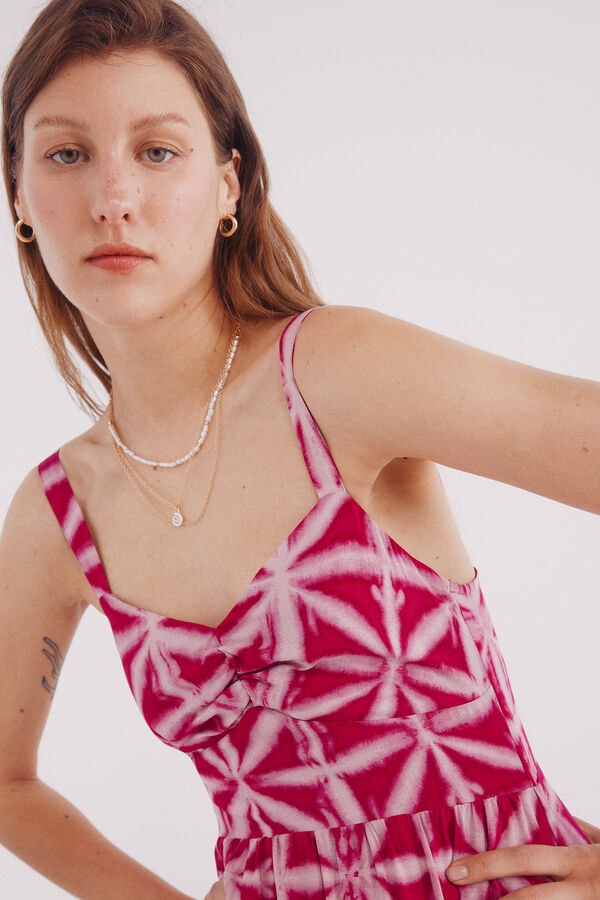 Springfield Vestido midi com estampado tropical rosa