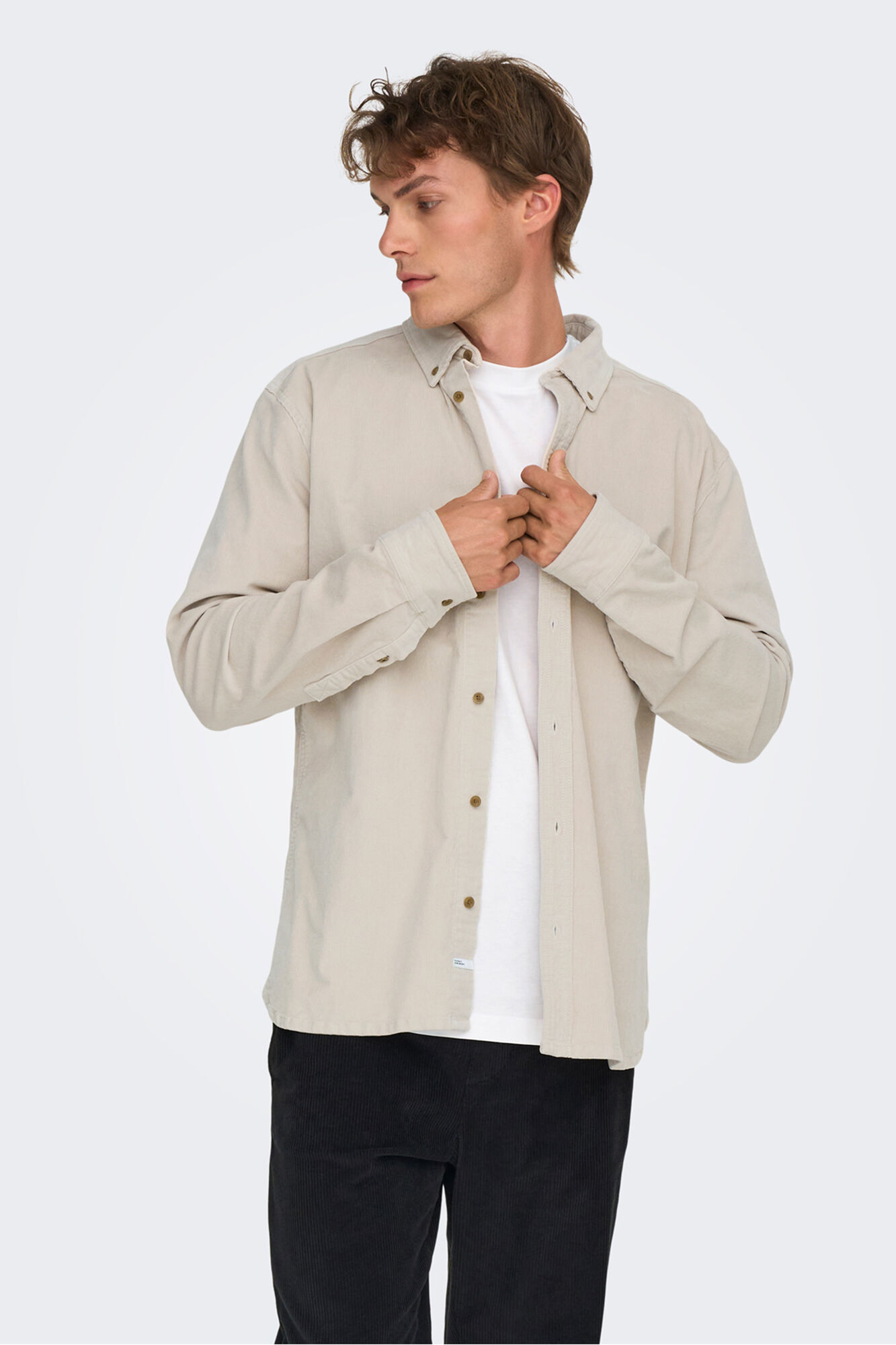 Only & Sons Camisa manga larga pana