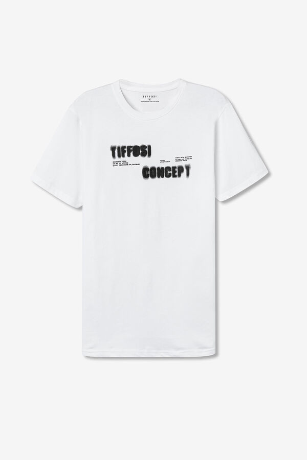 Tiffosi Camiseta Estampado Frontal con Relieve blanco