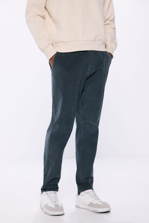 Springfield Pantal&oacute;n chino pana lavada comfort slim fit verde