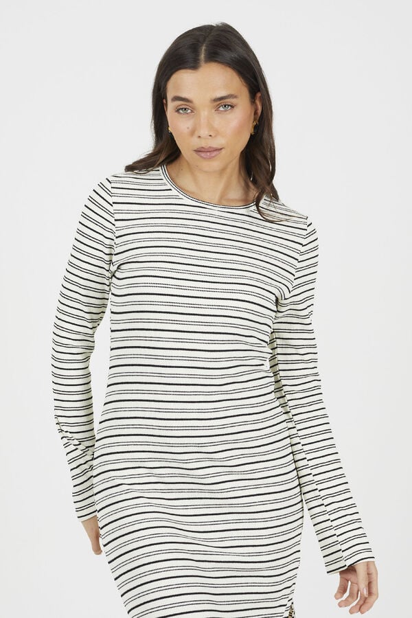 Brave Soul Vestido a rayas marfil