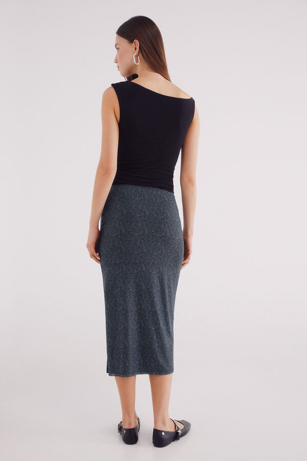 Springfield Falda midi gasa estampada negro