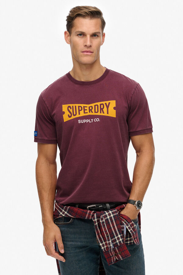 Superdry Camiseta cuello redondo burdeos
