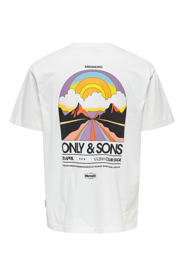 Only & Sons Herren-T-Shirt mit entspannter Passform. 100 % Bio-Baumwolle. branco