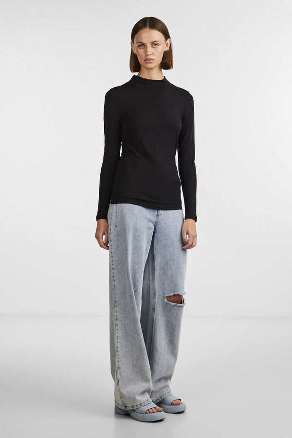 Pieces T-shirt b&aacute;sica em viscose cru