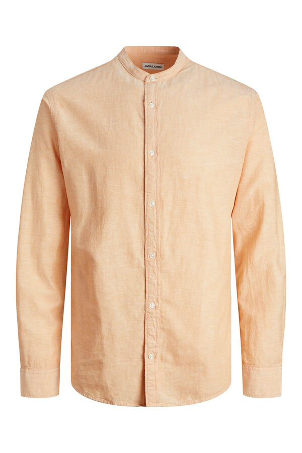 Jack & Jones Camisa cuello mao con lino rosa