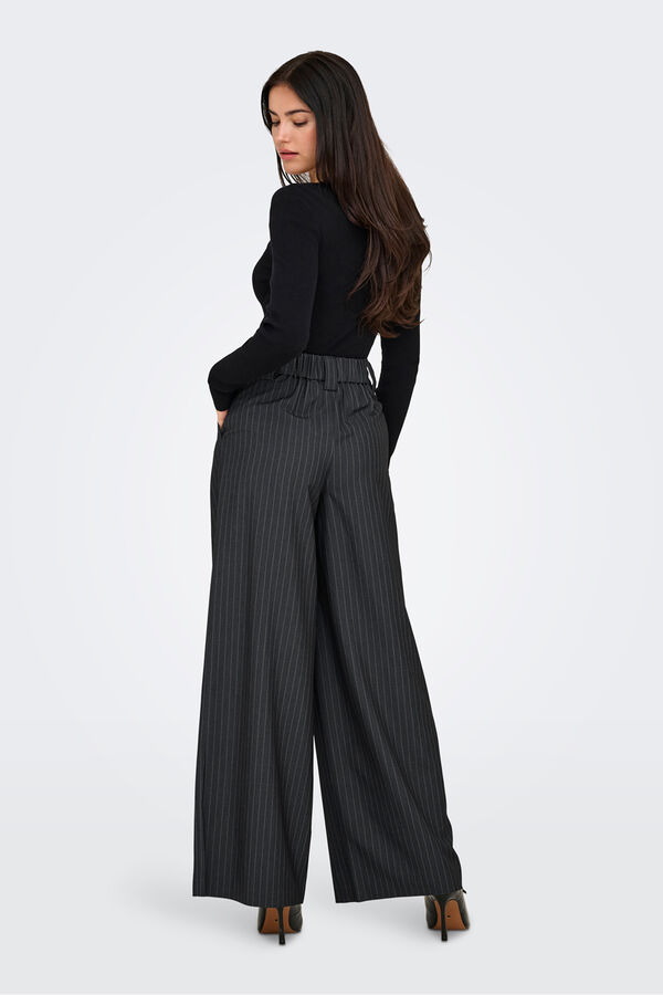 Only Cal&ccedil;a de terno listradas cinzento