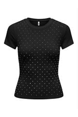 Only Camiseta strass ajustada negro