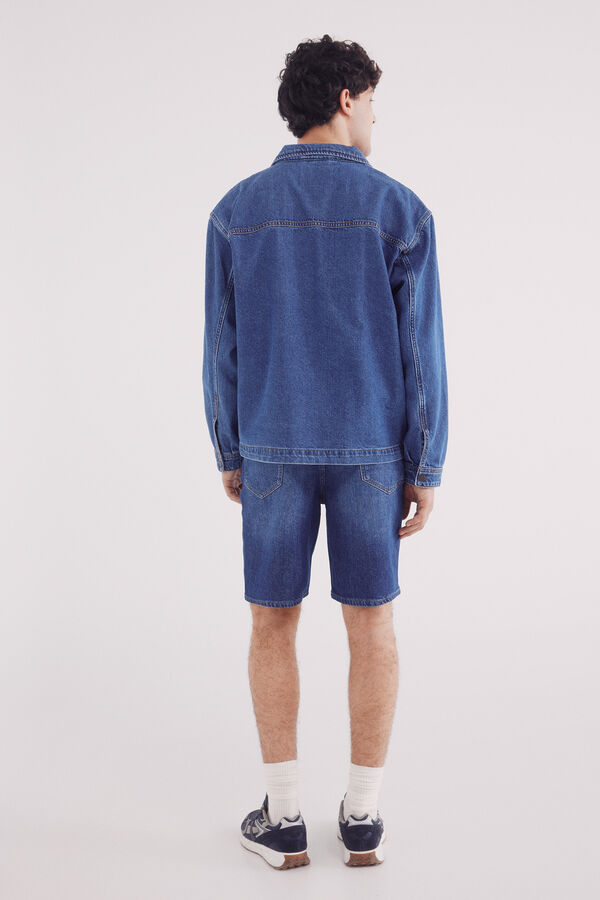 Springfield Bermuda jeans regular fit , lavagem média escura azul