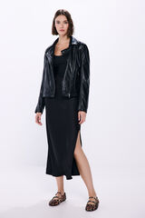 Springfield Falda midi negra satinada negro