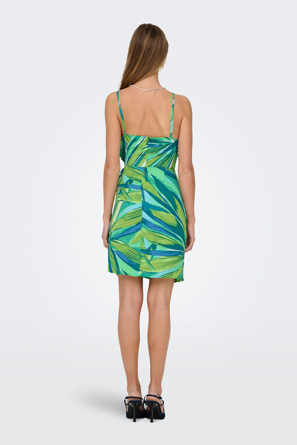Only Vestido curto com la&ccedil;ada verde