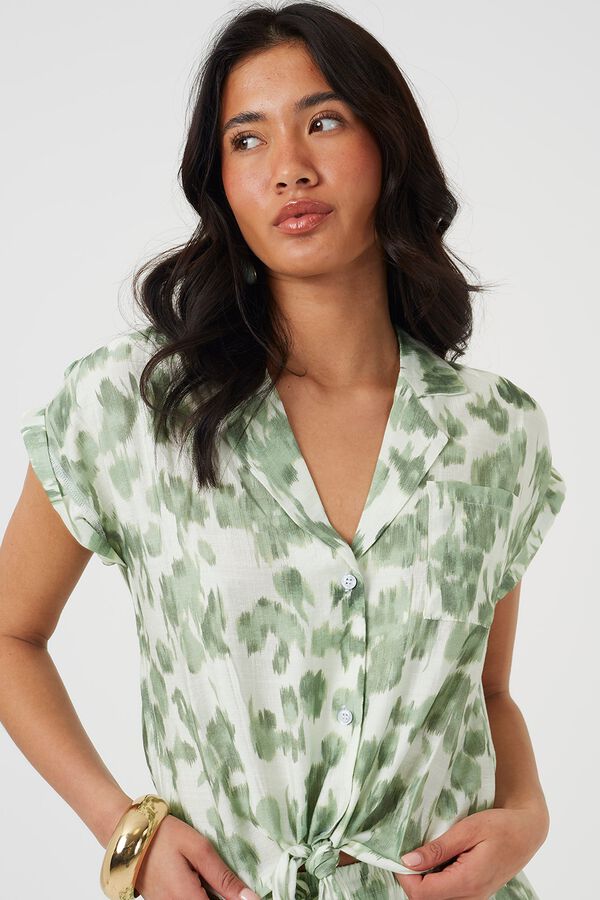 Brave Soul Blusa curta com n&oacute; na frente verde