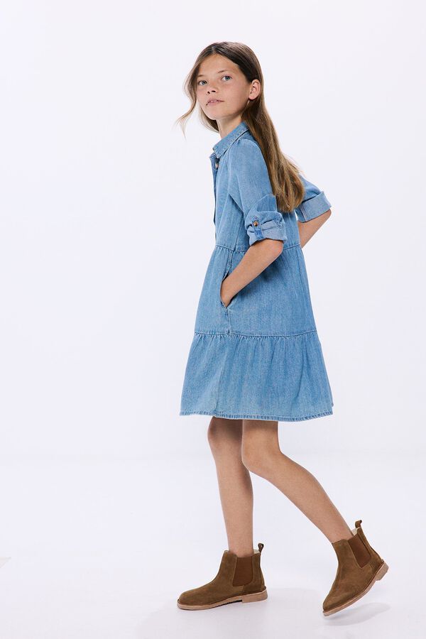 Springfield Kids Vestido camisa denim de menina azul