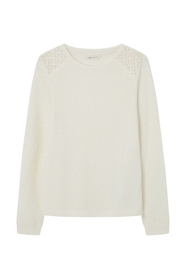 Springfield Camiseta de ombro em chenille de crochet bege