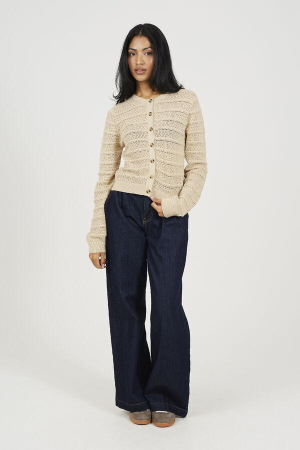 Brave Soul Chaqueta de punto troquelado beige