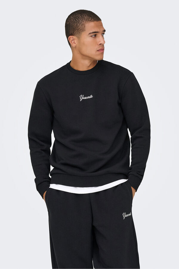 Only & Sons Sudadera cuello redondo negro