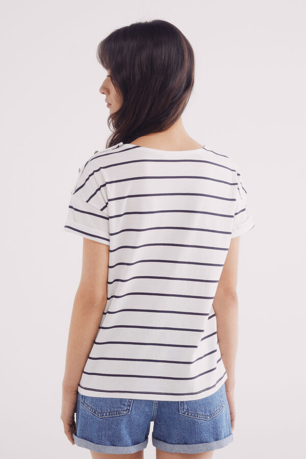 Springfield Camiseta rayas botones hombro blanco