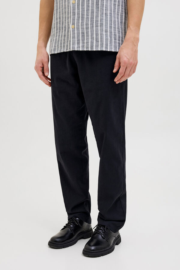 JJ REBEL Cal&ccedil;a jogger regular fit em linho preto