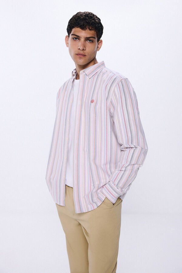 Springfield Camisa oxford riscas vermelho