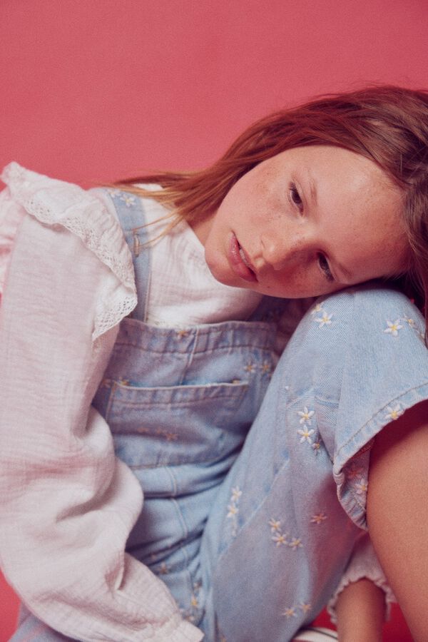 Springfield Kids Macac&atilde;o denim estampado de menina azul