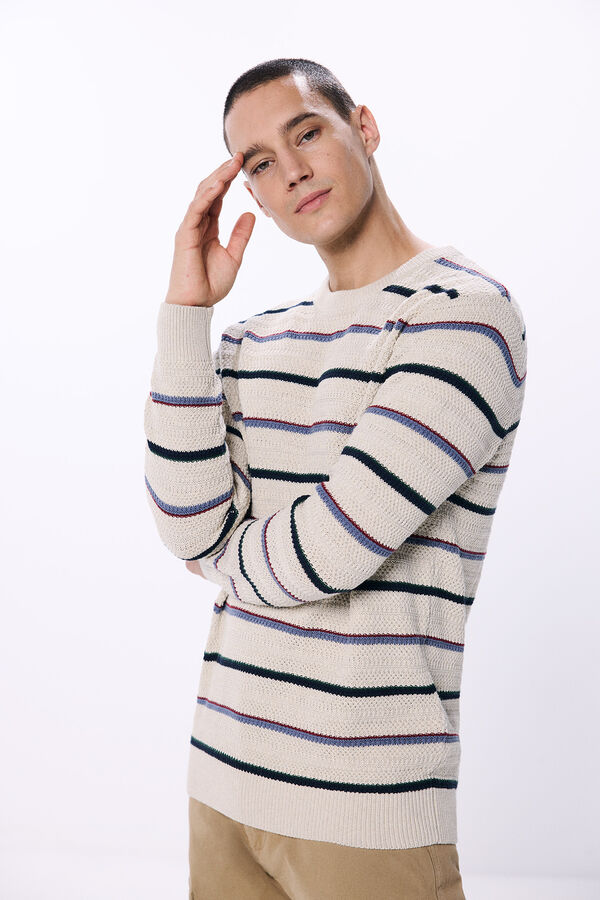 Springfield Su&eacute;ter estruturado listrado cinzento