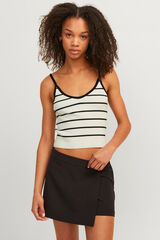 Jack & Jones Top rib de riscas de mulher bege