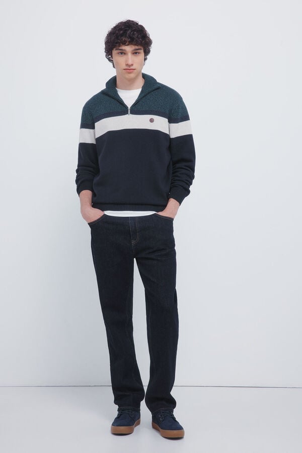 Springfield Jersey cremallera bloque color verde