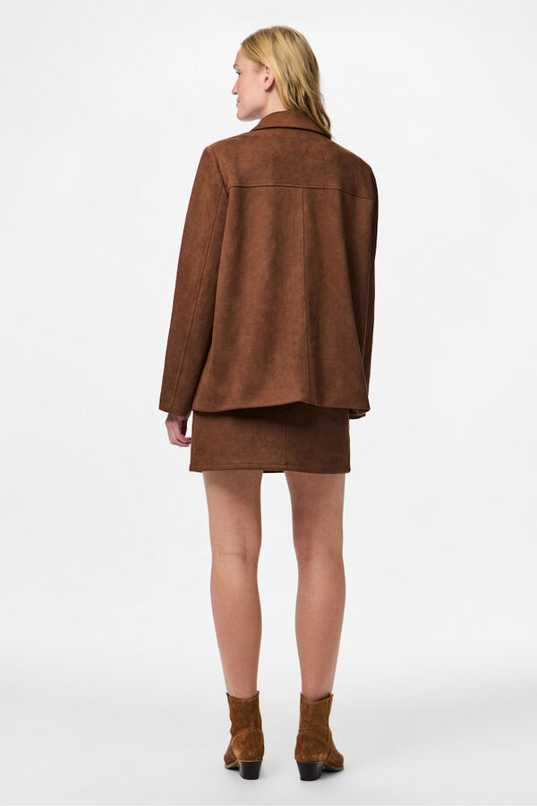 Pieces Blazer de camur&ccedil;a castanho