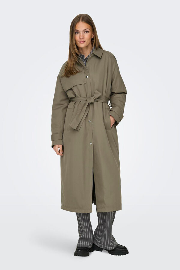Only Gabardina comprida cinzento