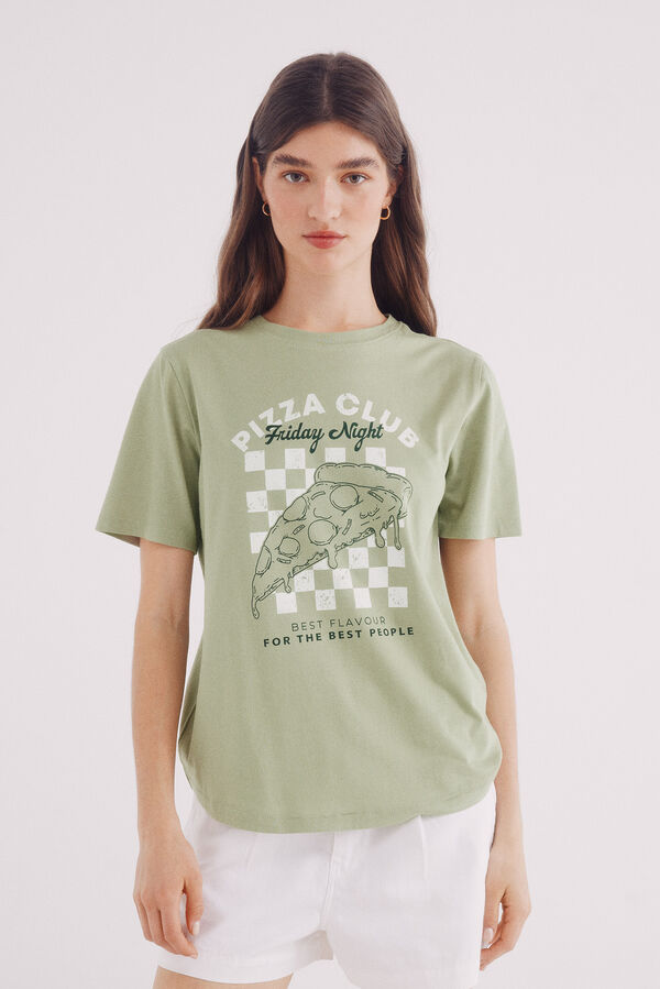 Springfield Camiseta "Pizza club" marfil