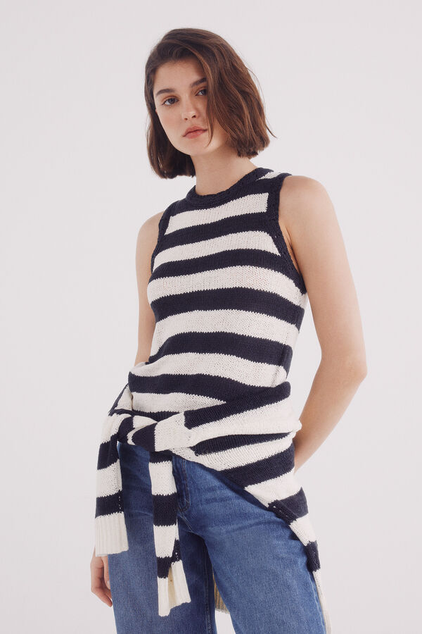 Springfield Top de malha riscas azul