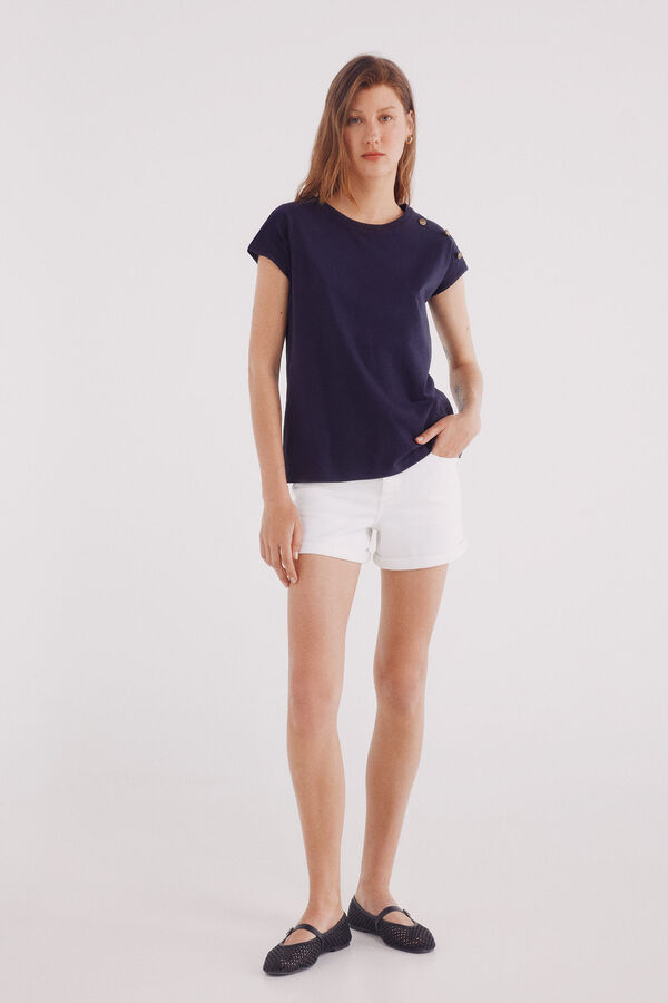 Springfield Camiseta botones hombros azul