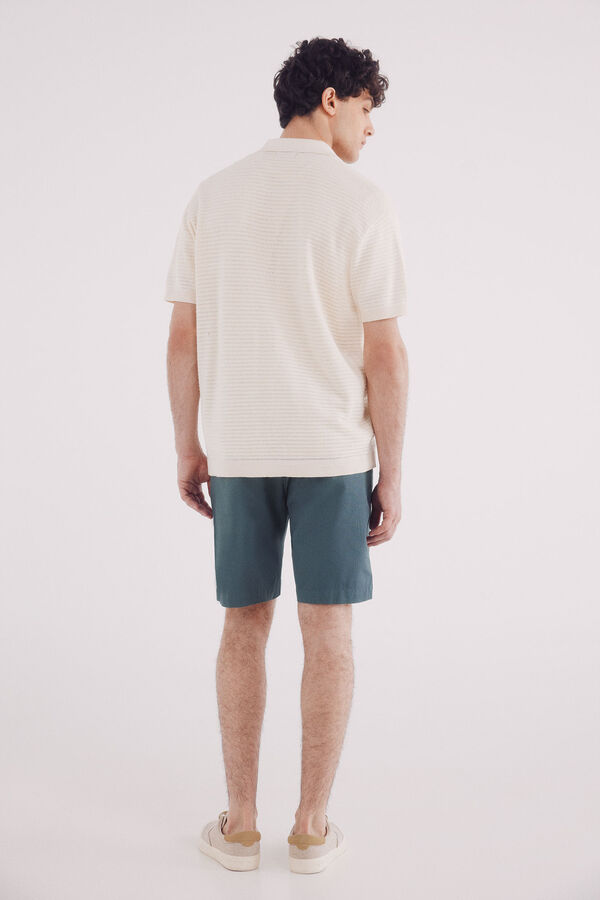 Springfield Bermuda piqu&eacute; riscas conforto slim fit azul