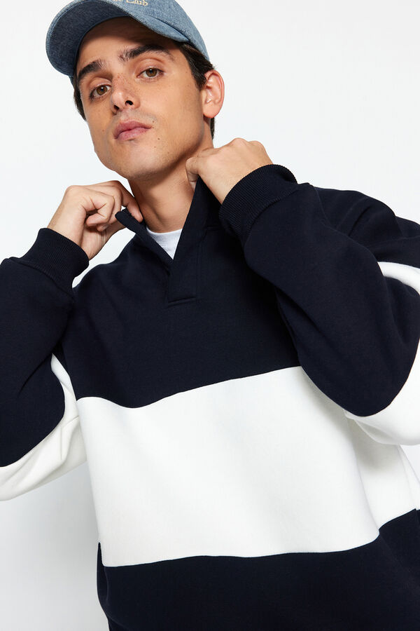 Trendyol Sudadera polar con cuello alto azul