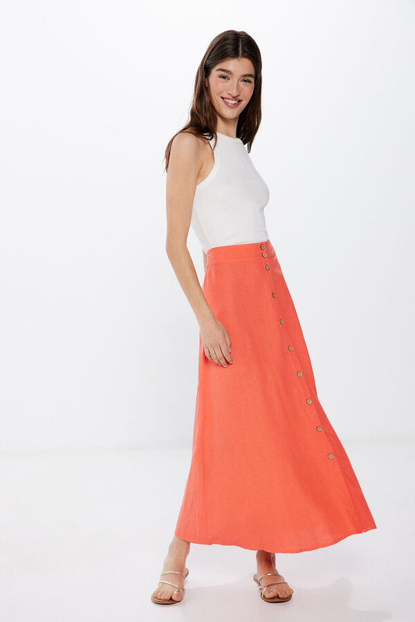 Springfield Saia midi bot&otilde;es linho vermelho