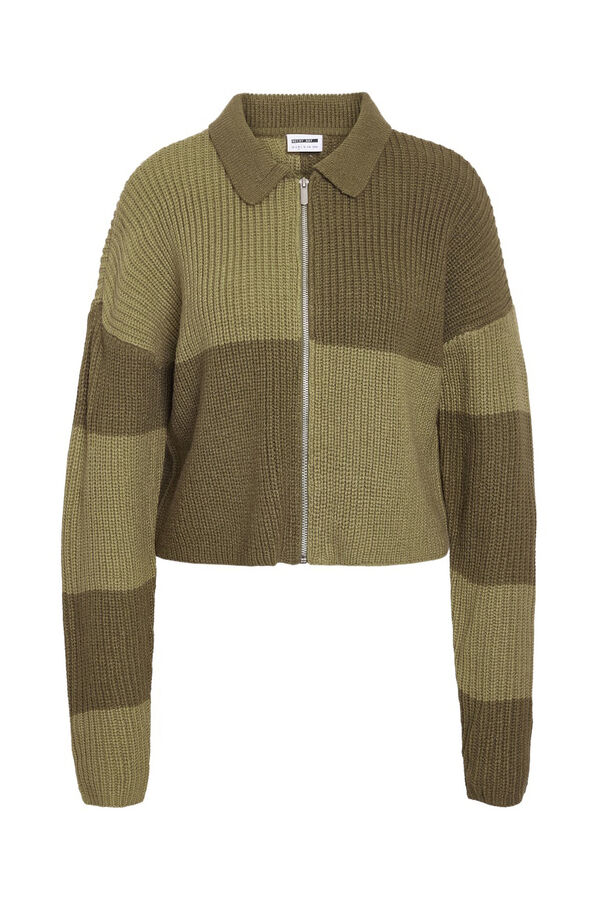 Noisy May casaco de malha com fecho-&eacute;clair verde