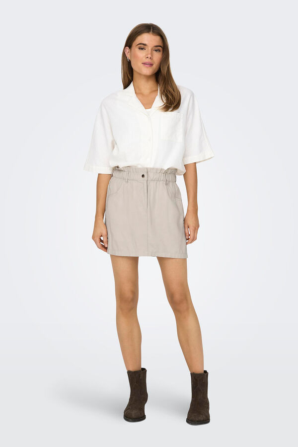 Only Saia curta paperbag castanho