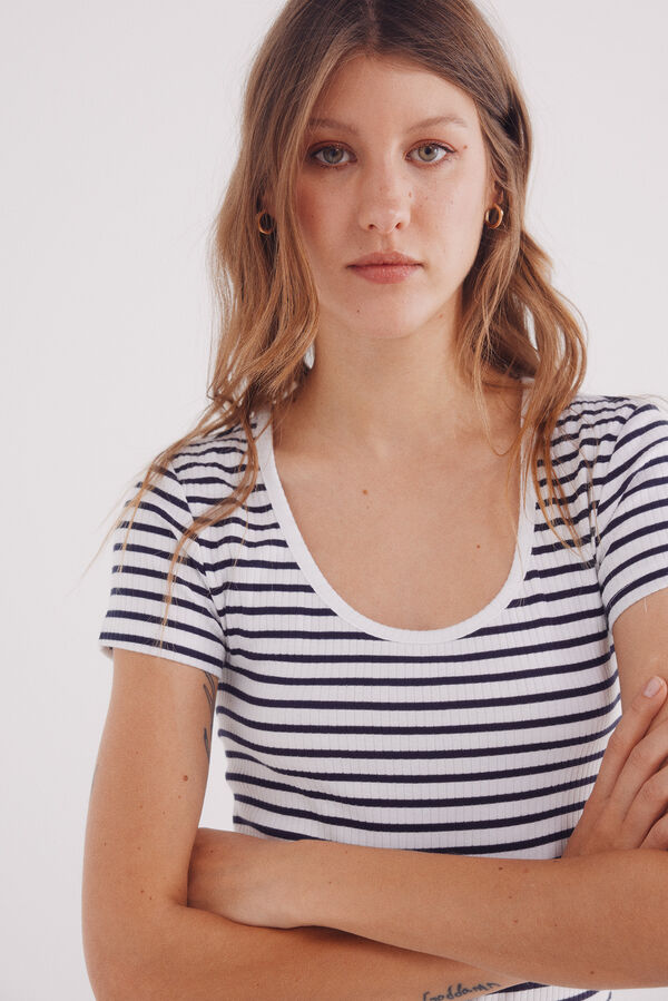 Springfield Camiseta escote redondo canal&eacute; azul