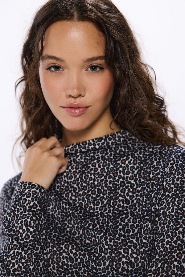 Springfield Camiseta cuello perkins tacto suave tostado