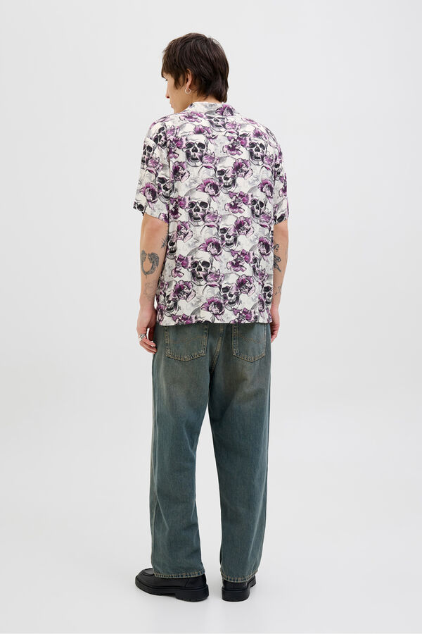 Jack & Jones Camisa relaxed fit estampada fucsia