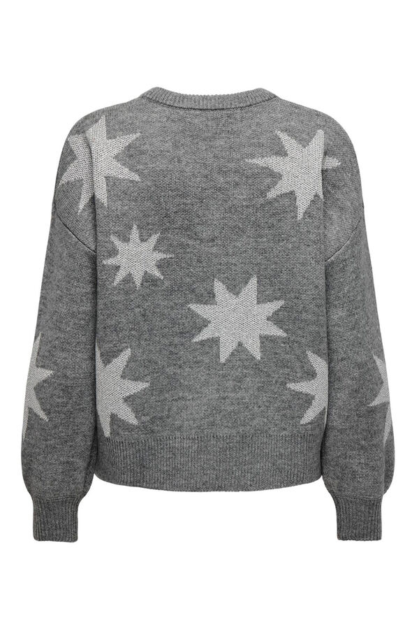 Only Su&eacute;ter com estrelas cinzento