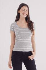 Springfield Camiseta escote redondo canal&eacute; gris