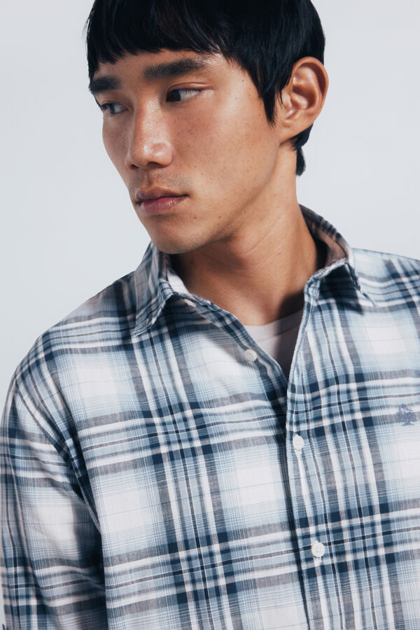 Springfield Camisa xadrez de algod&atilde;o azul