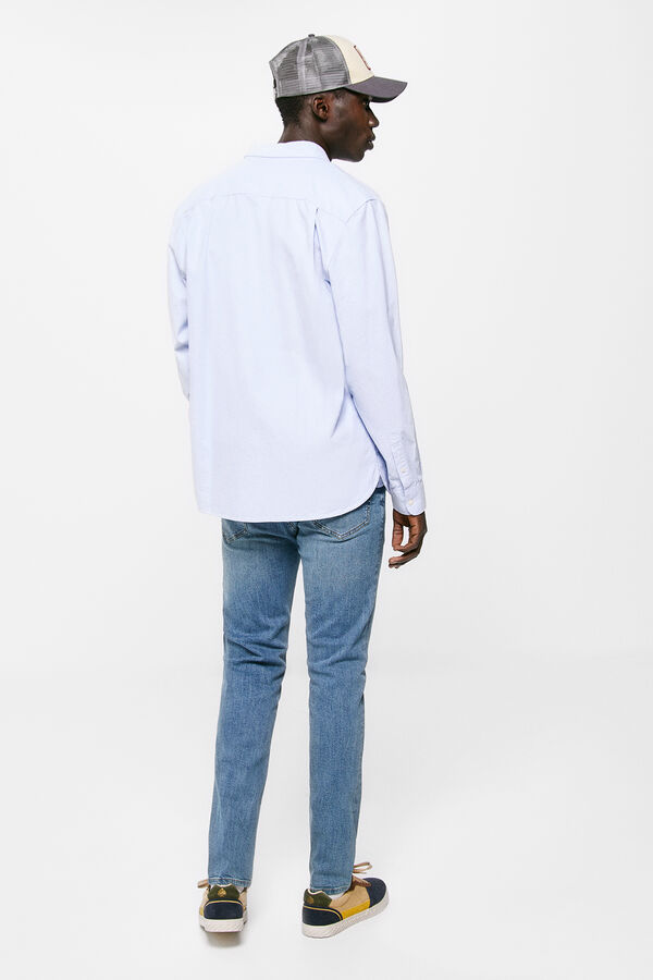 Springfield Jeans skinny lavagem m&eacute;dia manchada azul