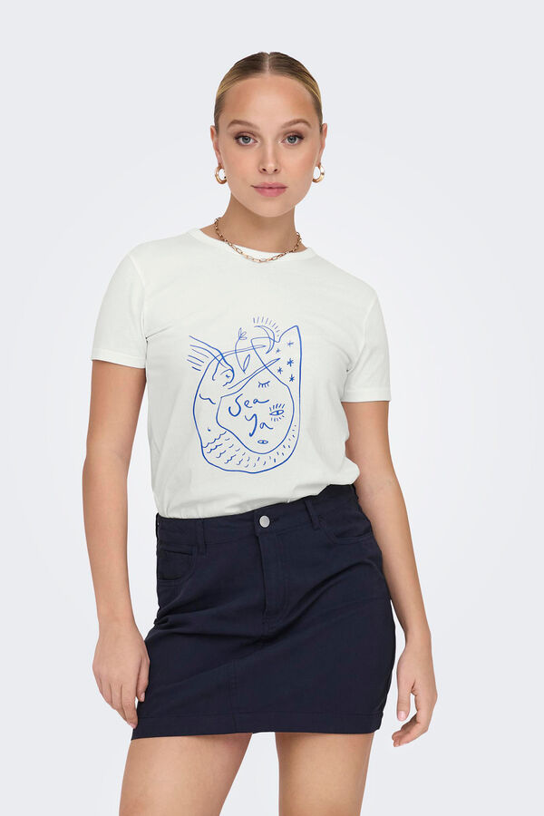 JDY T-shirt algod&atilde;o estampada branco