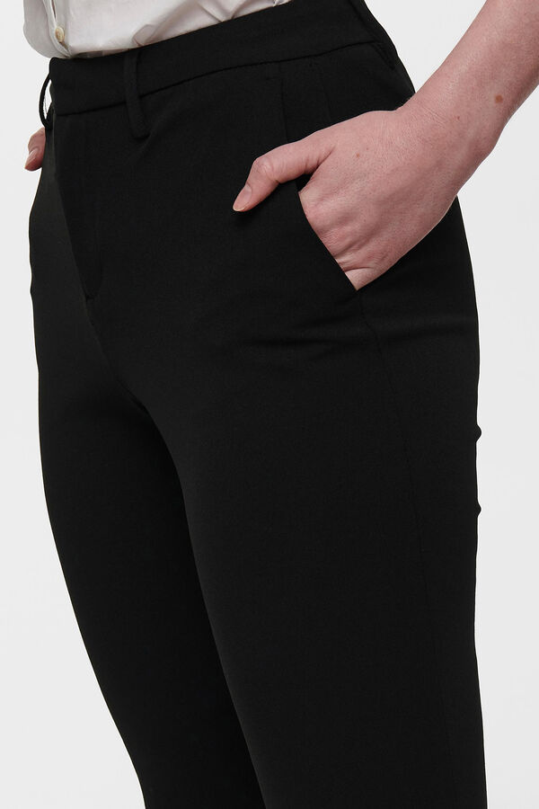 Springfield Pantalones rectos de cintura media negro